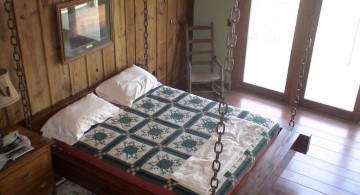 rustic hanging swing bed