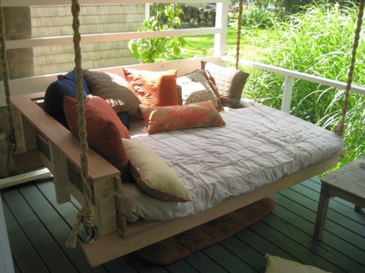 rustic outdoor hanging swing bed