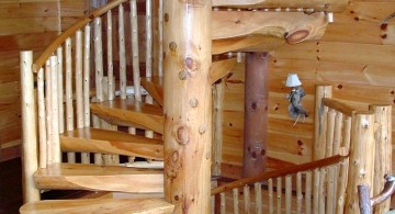 rustic spiral wooden staircase designs