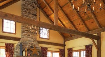 rustic vaulted ceilings with chandelier