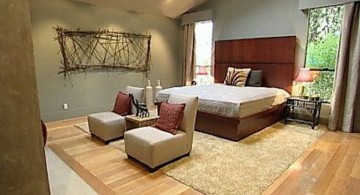 rustic zen bedroom ideas with panel as headboard