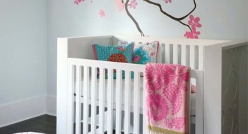 sakura branch pink and black wall decor for nursery