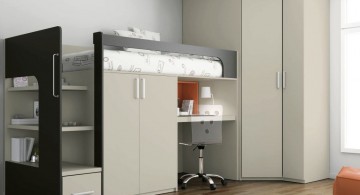 simple and contemporary loft bed with desk white