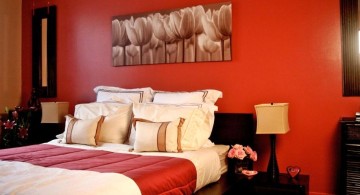 simple and cozy red and black bedroom