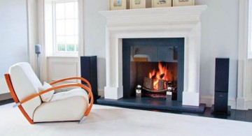 simple and modern white fireplace design