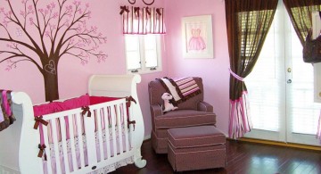 simple and warm brown and pink baby room ideas