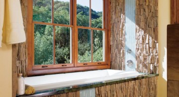 simple bamboo themed bathroom