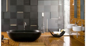 simple black bathrooms ideas with wooden floor