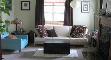 simple blue and brown living room