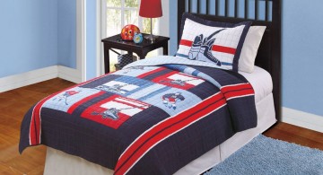 simple blue themed hockey bedrooms