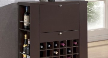 simple dark wood contemporary wine cabinet