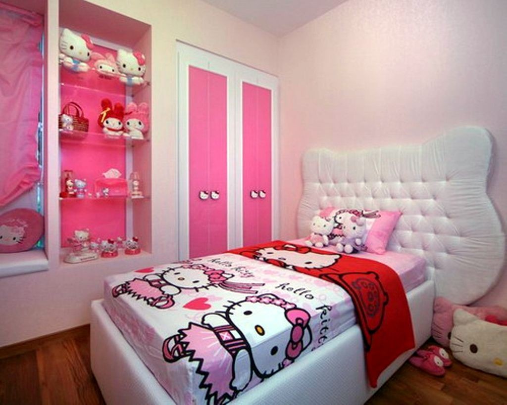 simple hello kity girls bedroom designs for small rooms