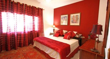 simple minimalist red and black bedroom