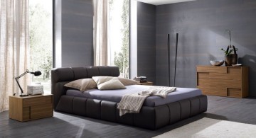 simple modern mens bedroom in grey