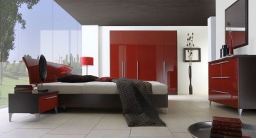 simple modern red and black bedroom