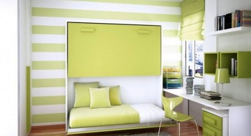 simple murphy bed design ideas for small rooms in green and white