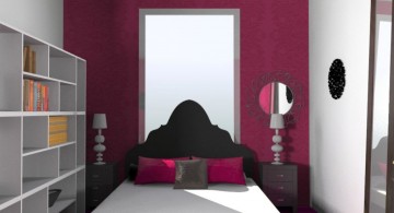 simple pink and black bedroom decor for limited space