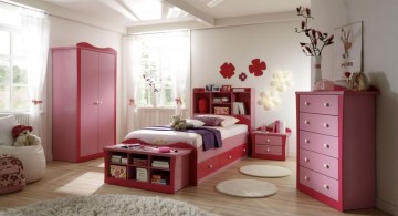 simple pink red and white for cute girls bedroom ideas