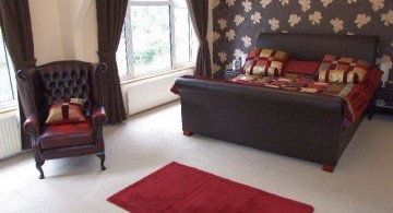 simple red and black bedroom with beautiful panel