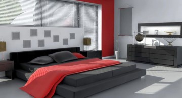 simple red black and white bedroom ideas with black matress