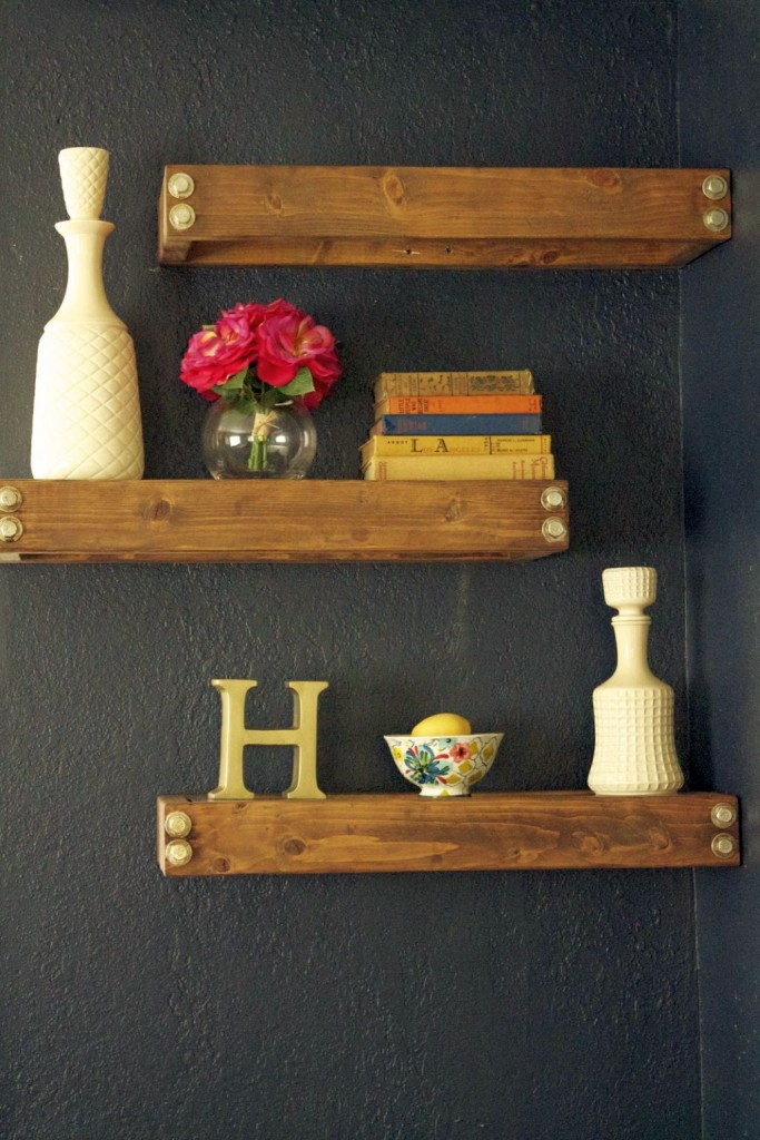 simple three tiered floating shelf decorating ideas