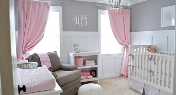 simple two toned grey and pink baby room ideas