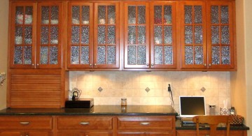 simple varnished with frosted glass ideas for cabinet doors