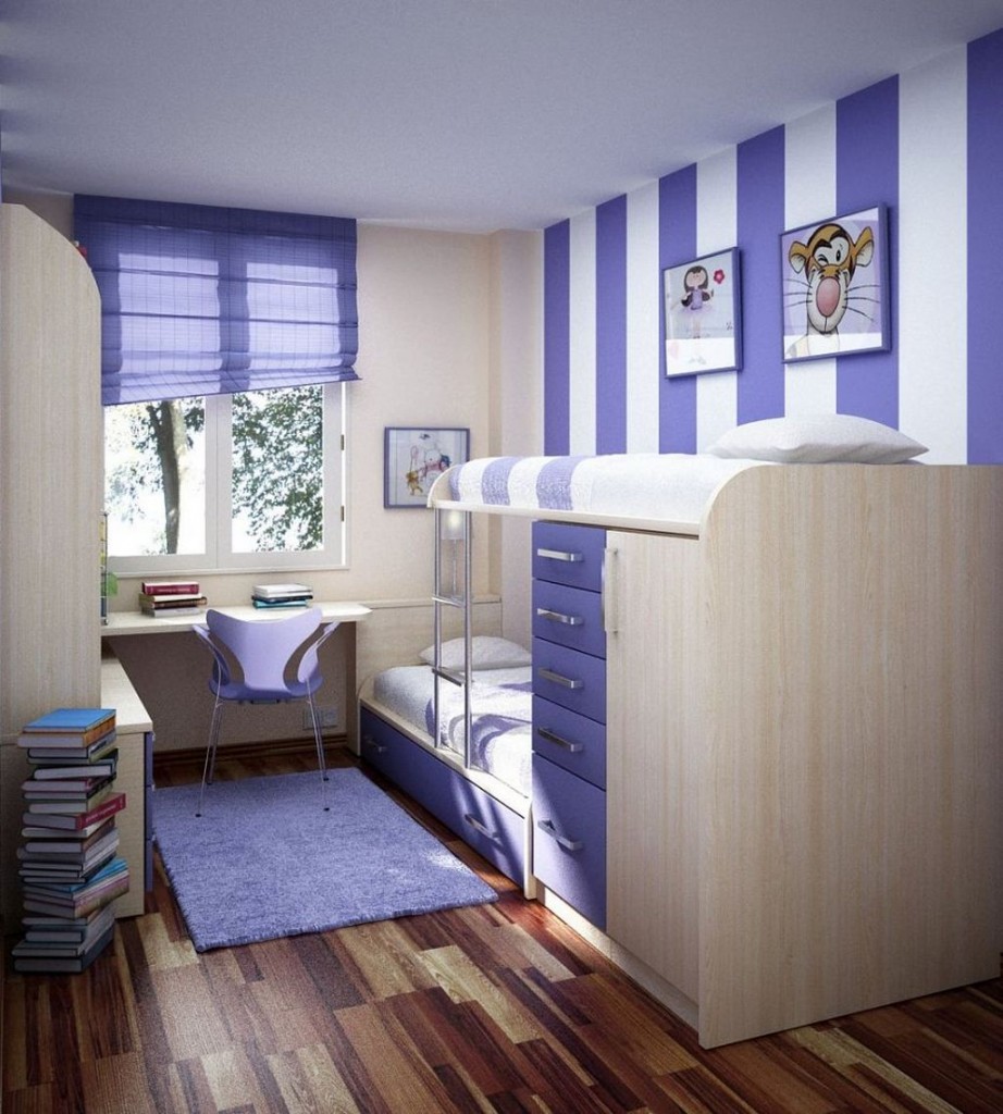 simple vertical blue stripes Cool wall painting designs for small space