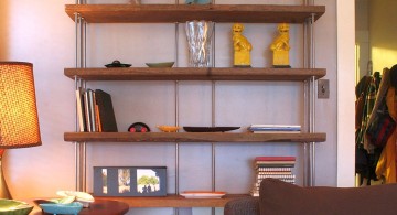 simple vintage industrial bookcase designs for small room