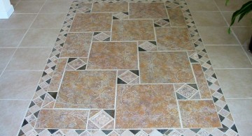 simple with random pattern inlaid tile flooring ideas for living room