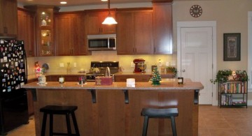 single mini pendant lights over kitchen island