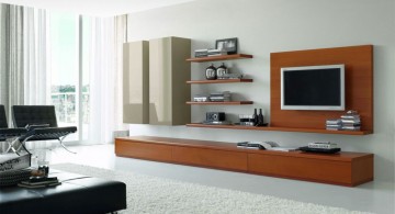 sleek and built in wall shelving units for living room