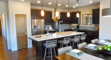 sleek and modern mini pendant lights over kitchen island