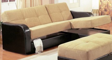 sleek black and beige small sofa beds for small rooms