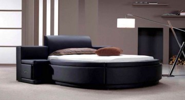 sleek black circular bed