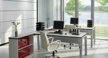 sleek office desk attached to one