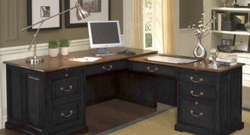 sleek office desk in black