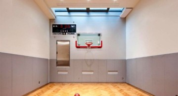 small and narrow indoor home basketball courts