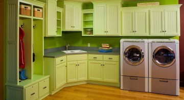 small laundry room designs in green