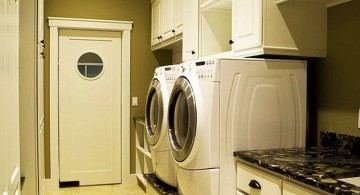 small laundry room designs white wooden cabinets with black marbletop