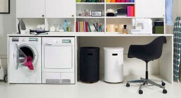 small laundry room designs with small office in monochrome