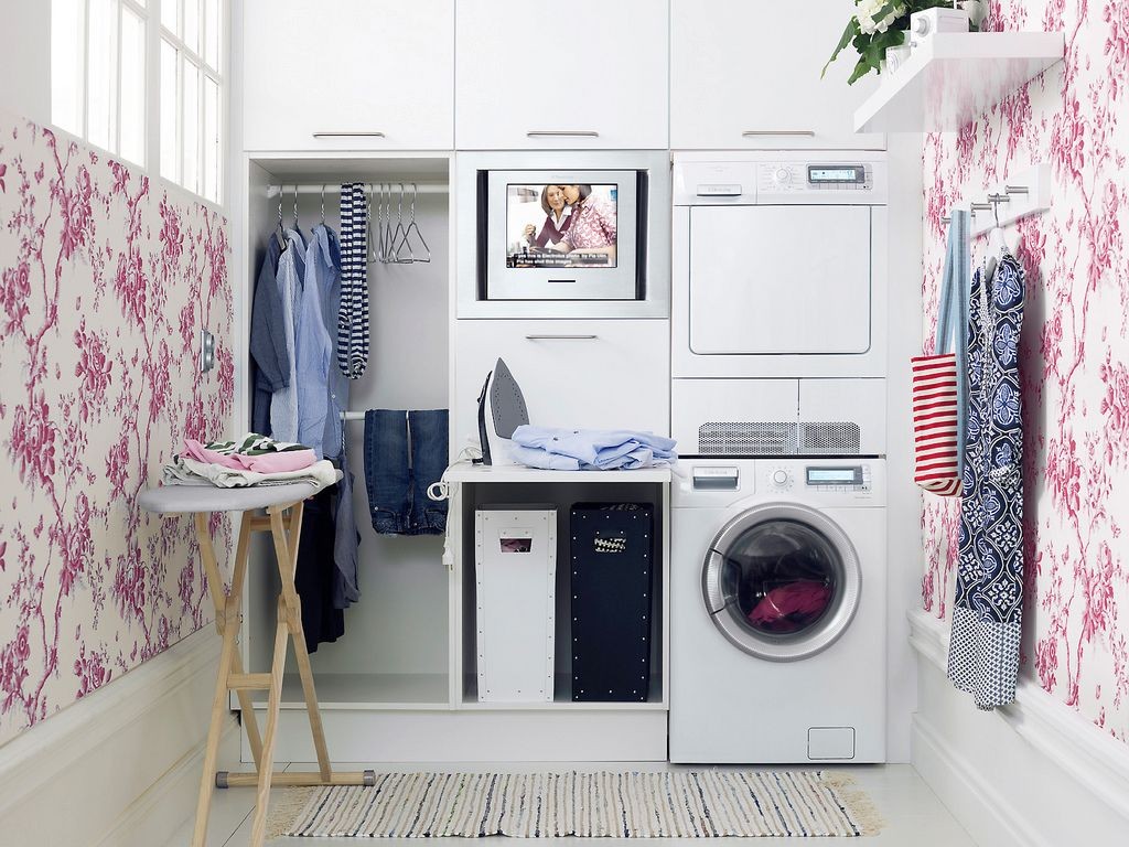 small laundry room storage solutions for corner room