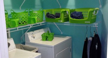 small laundry room storage solutions with basket racks