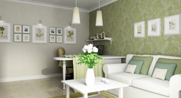 small living room ideas in green and white