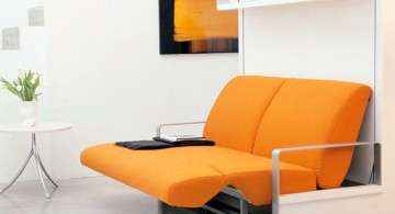 small sofa beds for small rooms in bright orange