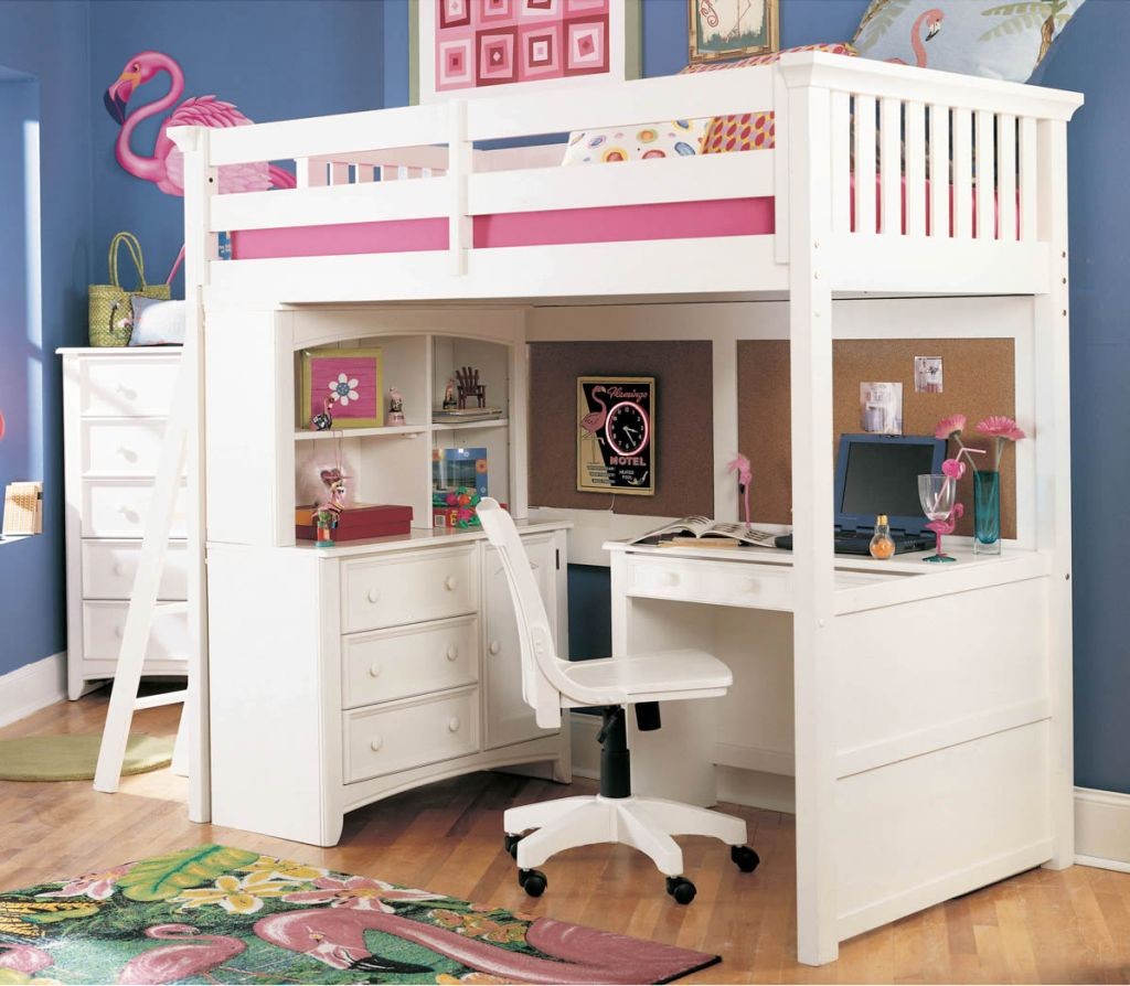 smart loft bed with desk white with separate drawers