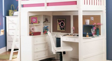 smart loft bed with desk white with separate drawers