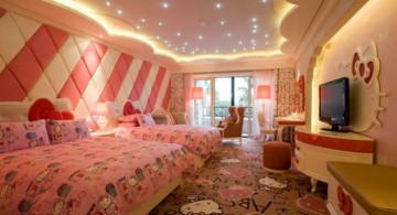 spacious hello kity girls bedroom designs