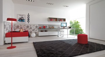 spacious red black and white bedroom ideas for kids