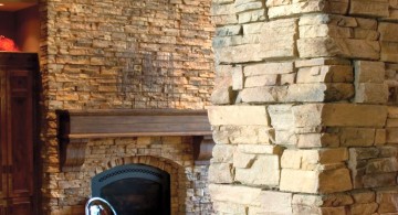 stack stone fireplaces behind the pillar